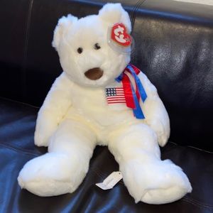 TY Large, Collectable, Vintage, Rare, New with Tag, White Liberty Bear